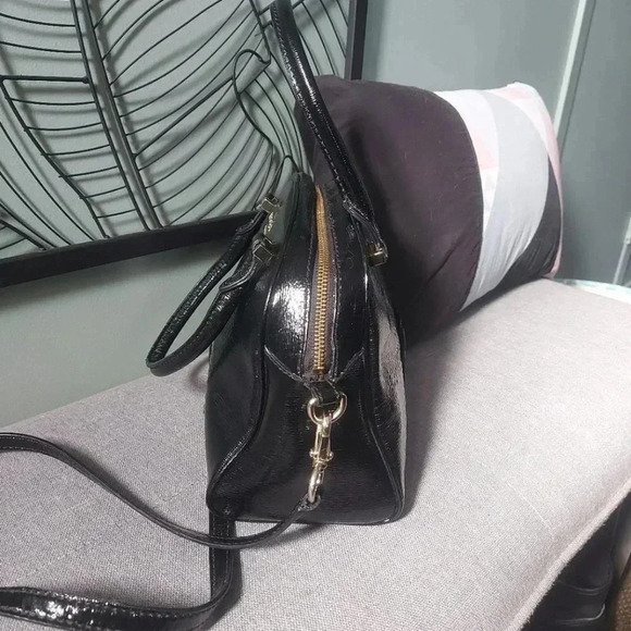 KATE SPADE ♠️ |  Satchel Bowling Bag Ajustable Strap Black Patent Leather - Picture 3 of 16